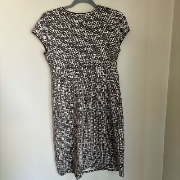 Boden Women v-neck short sleeve polka dot gray white stretch cotton dress 6 EUC! - Picture 8 of 10